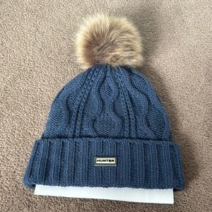 HUNTER Navy Blue Pom-Pom Beanie